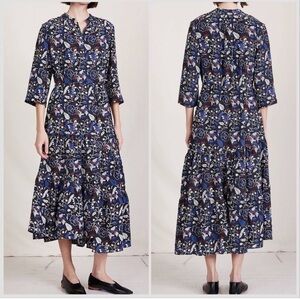 Apiece Apart Shirred Agata Midi Silk Dress